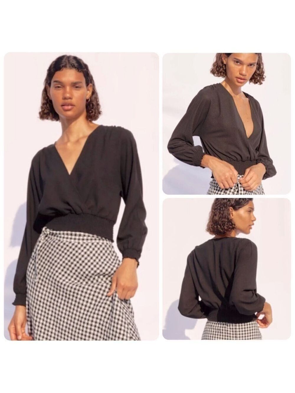 Aritzia Wilfred Reign Blouse Black Wrap Top Size Small